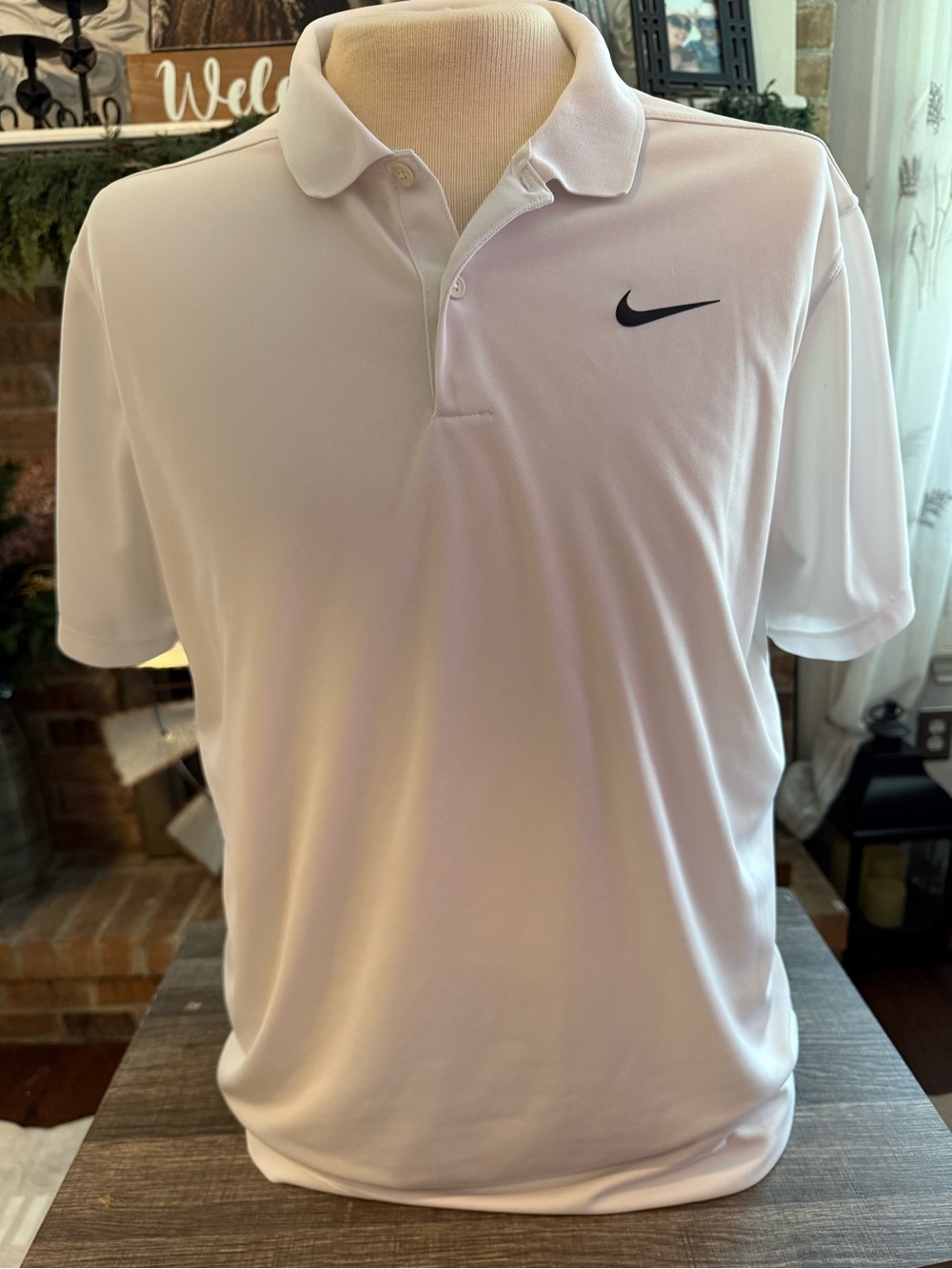 Nike Men’s White Polo with Black Swoosh